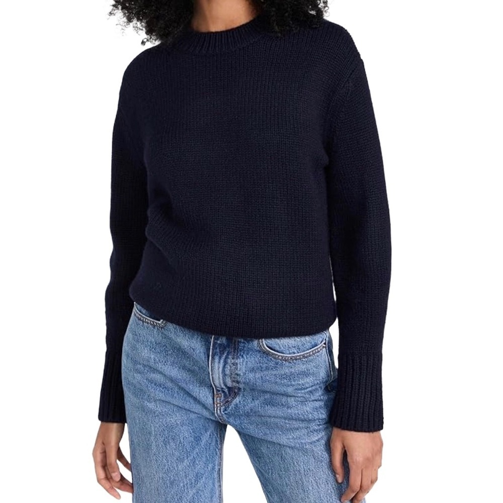 Vince Women’s Black Cotton Blend Boyfriend Crew Neck Sweater Sz XS NWT